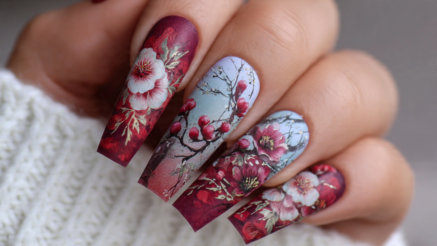 27 Winter Coffin Nails in Moody Shades You Will Love 8 Winter Coffin Nails