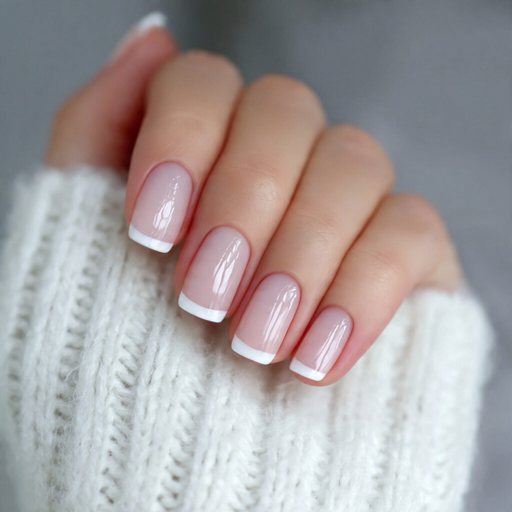winter square nails with french tips square