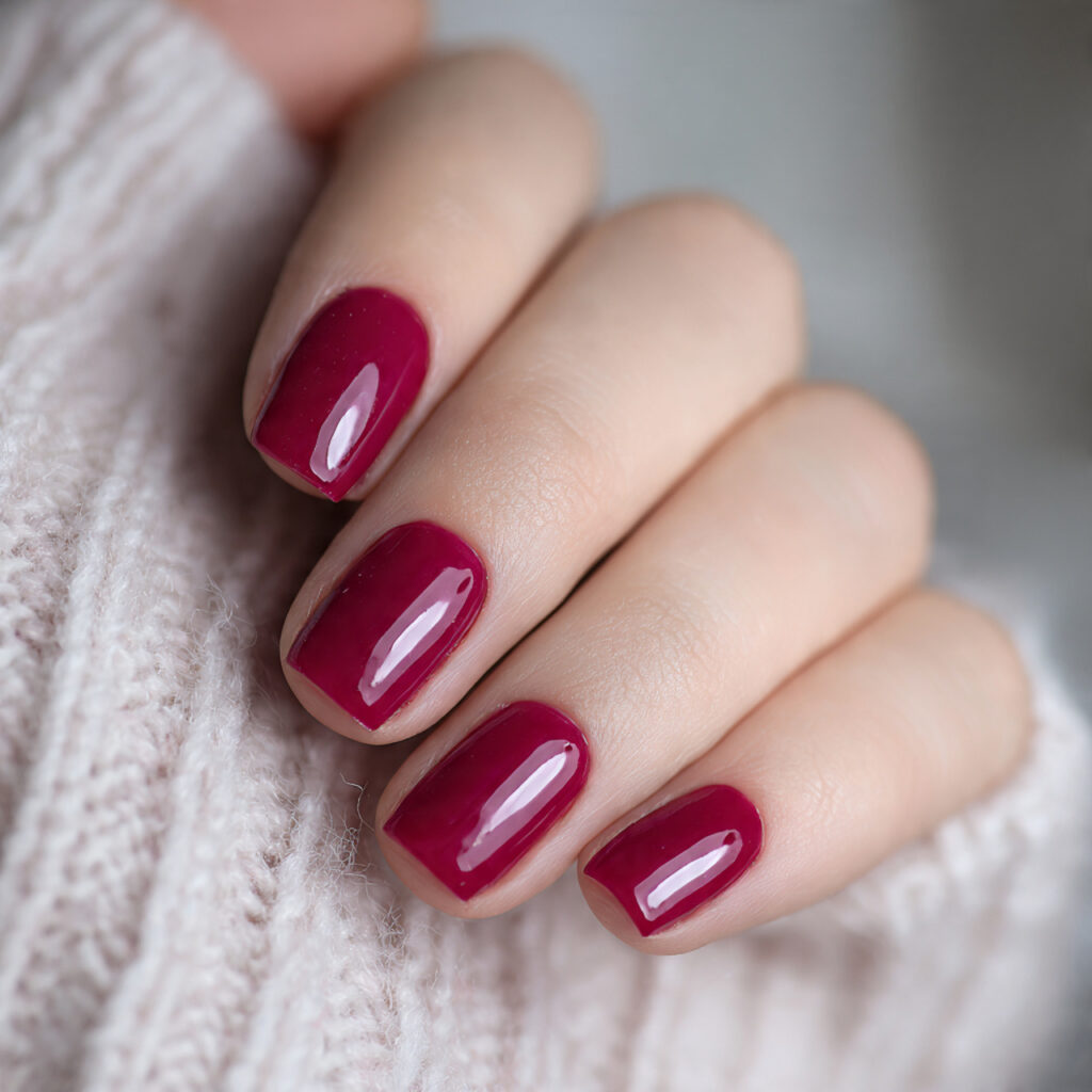 winter square nails with glossy top coats