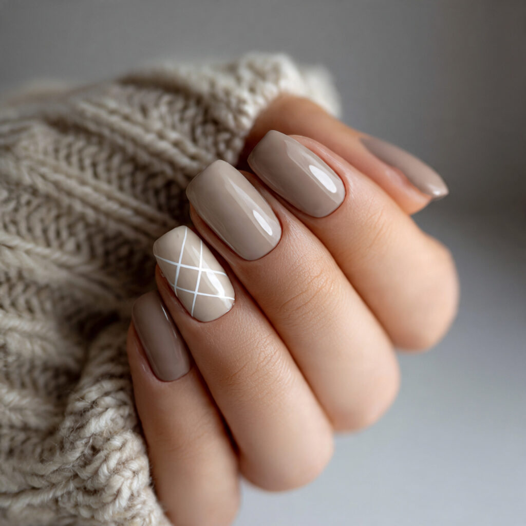 winter square nails with simple accent nails