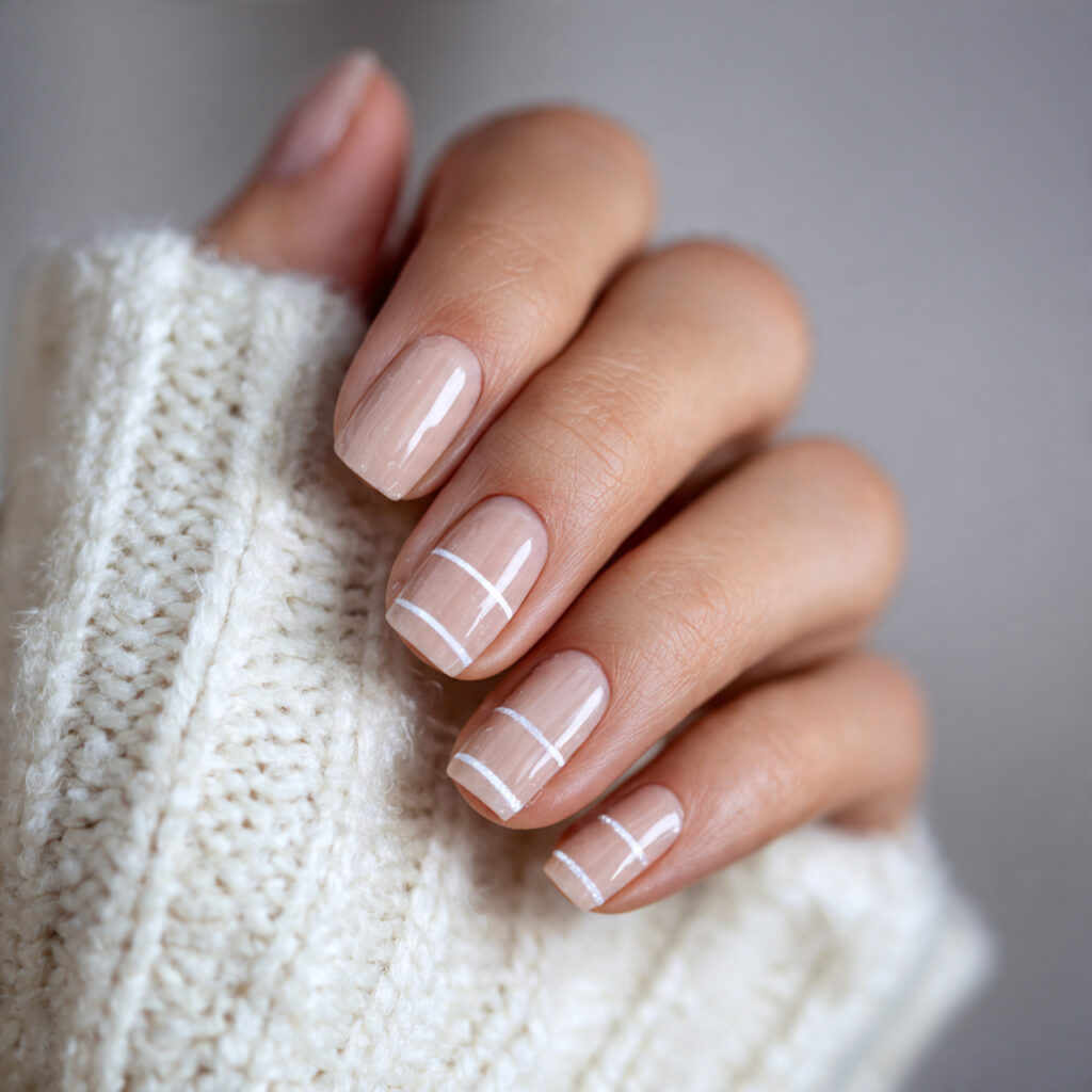winter square nails with white details feel