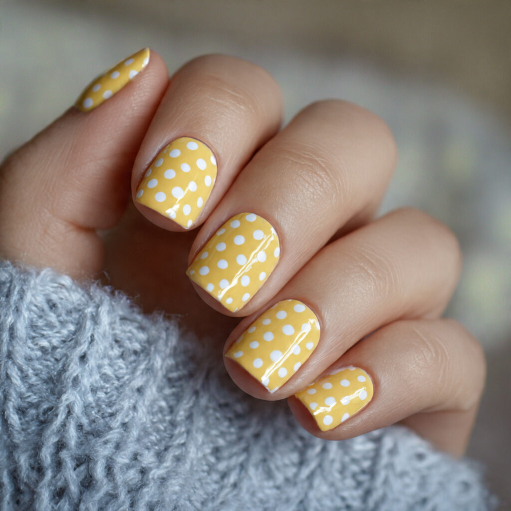 yellow and white polka dots feel cheerful 1