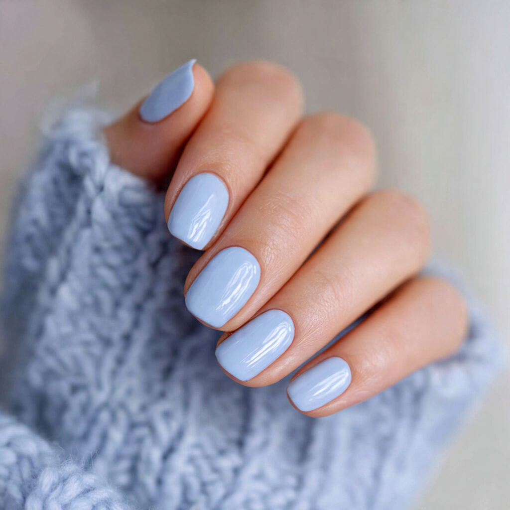 10 baby blue short nails