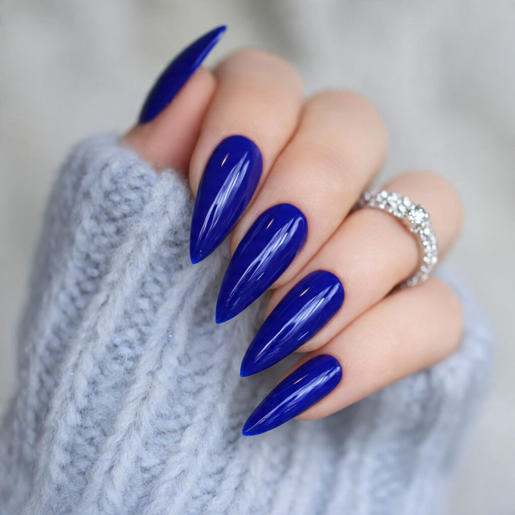 10 cobalt blue stiletto nails