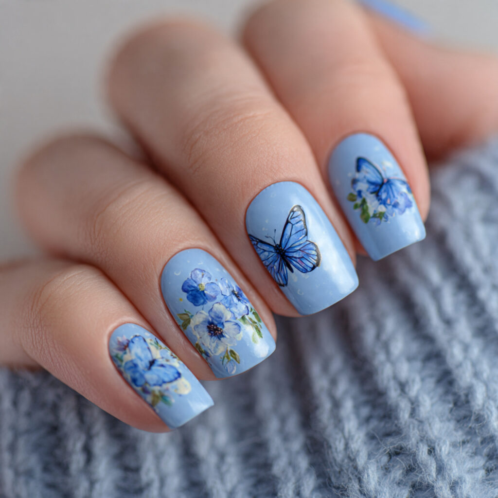 15 cornflower blue with butterfly decals cornflower blue