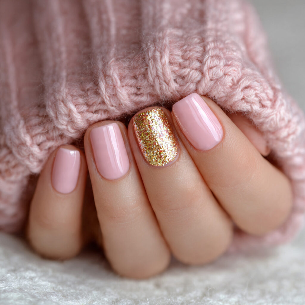 18 rose pink with gold glitter accent