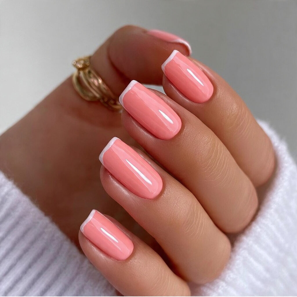 20 pale coral minimal nails