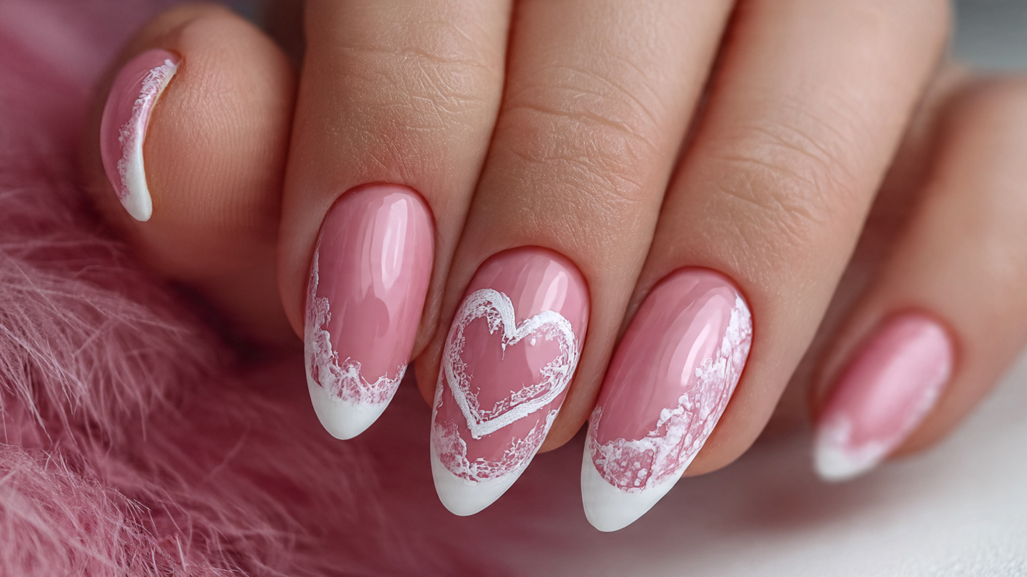 22 Valentine Nails Almond French Ideas That Feel Classic and Elegant 3 Valentine Nails Almond French