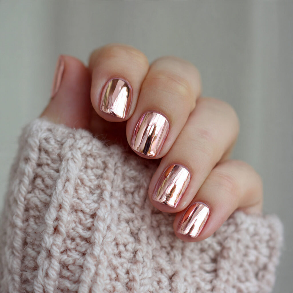25 February Nails Feminine Ideas That Look Soft and Stylish 24 23 rose gold chrome nails