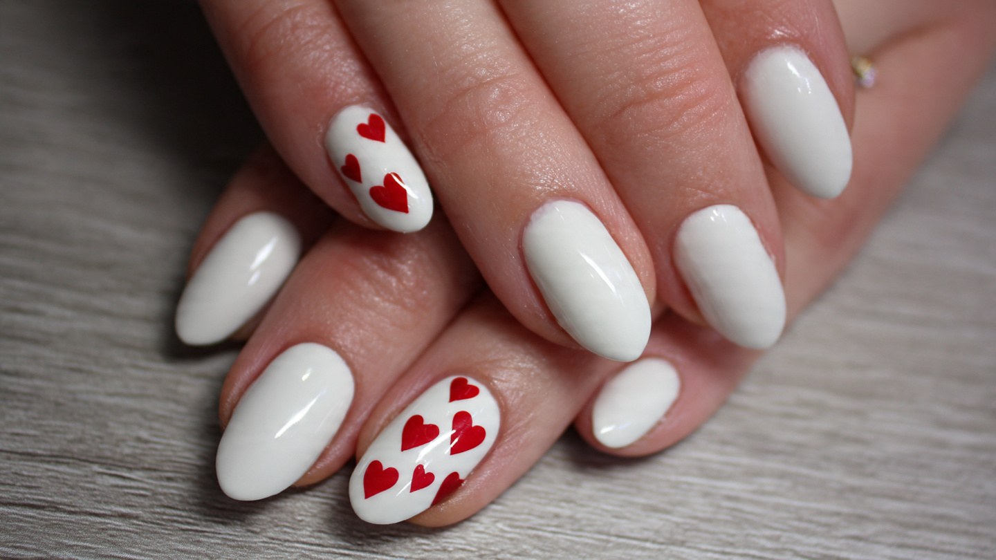 White Valentine Nails