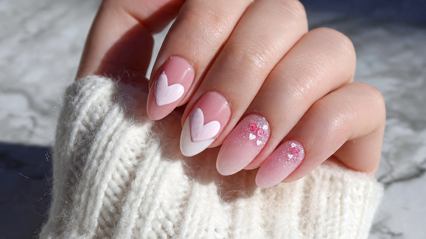 Clean Girl Valentine Nails