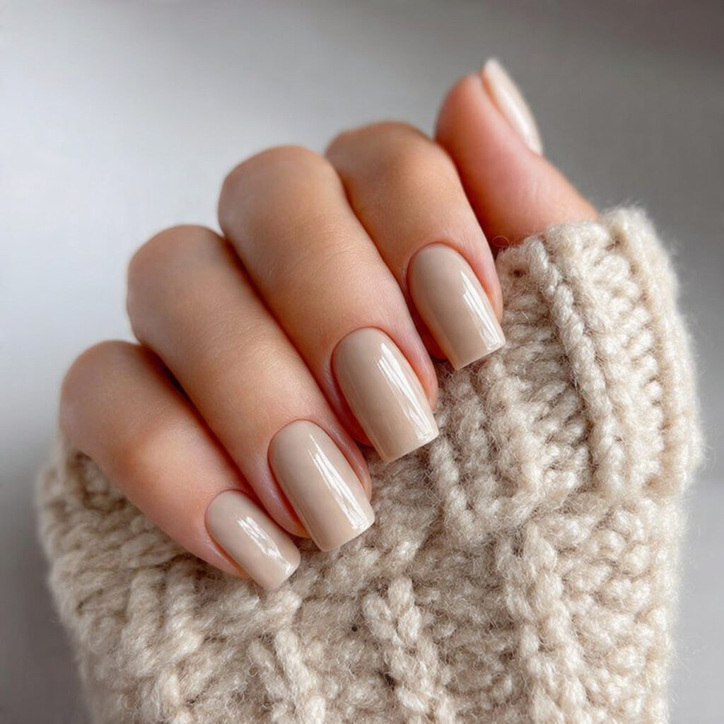 28 beige january nails with solid neutral