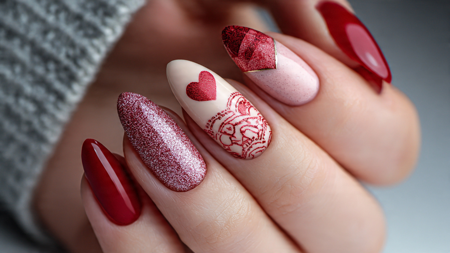 28 Valentine Nails Almond Long Designs That Look Stylish and Romantic 4 Valentine Nails Almond Long