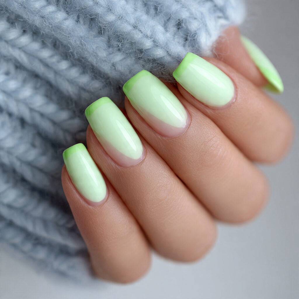 3 mint green french tips