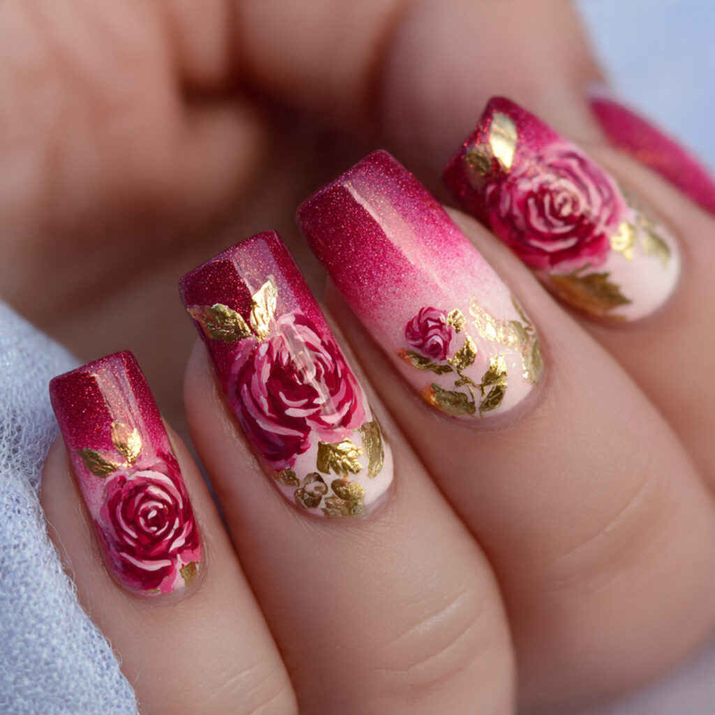 25 February Nails Feminine Ideas That Look Soft and Stylish 4 3 romantic rose nail art