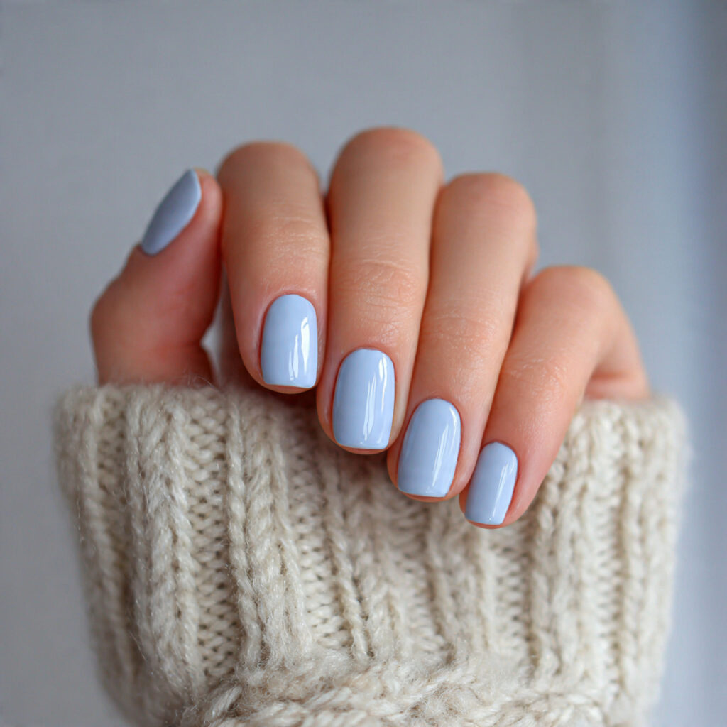 4 light soft blue january nails with
