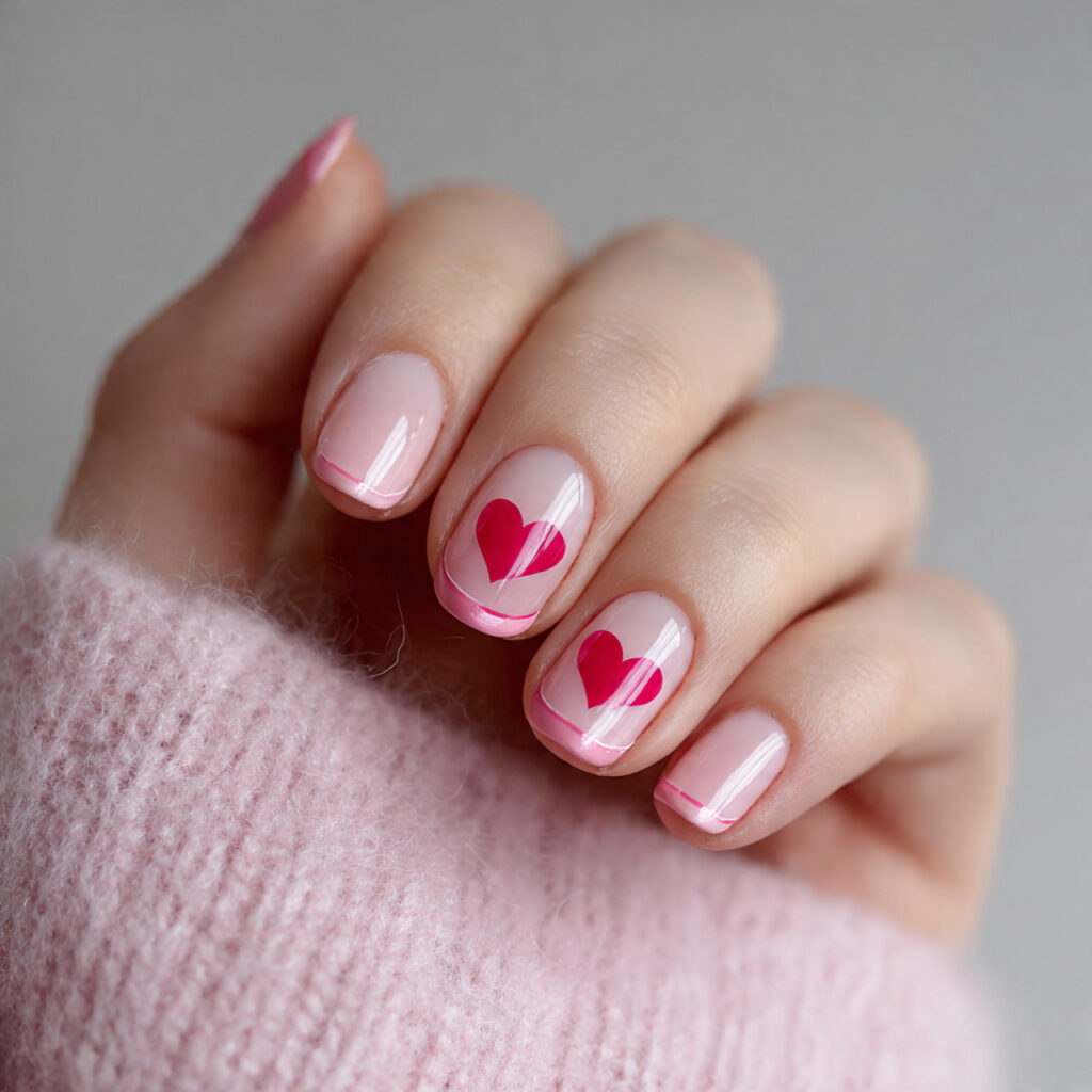 6 sheer short valentine nails