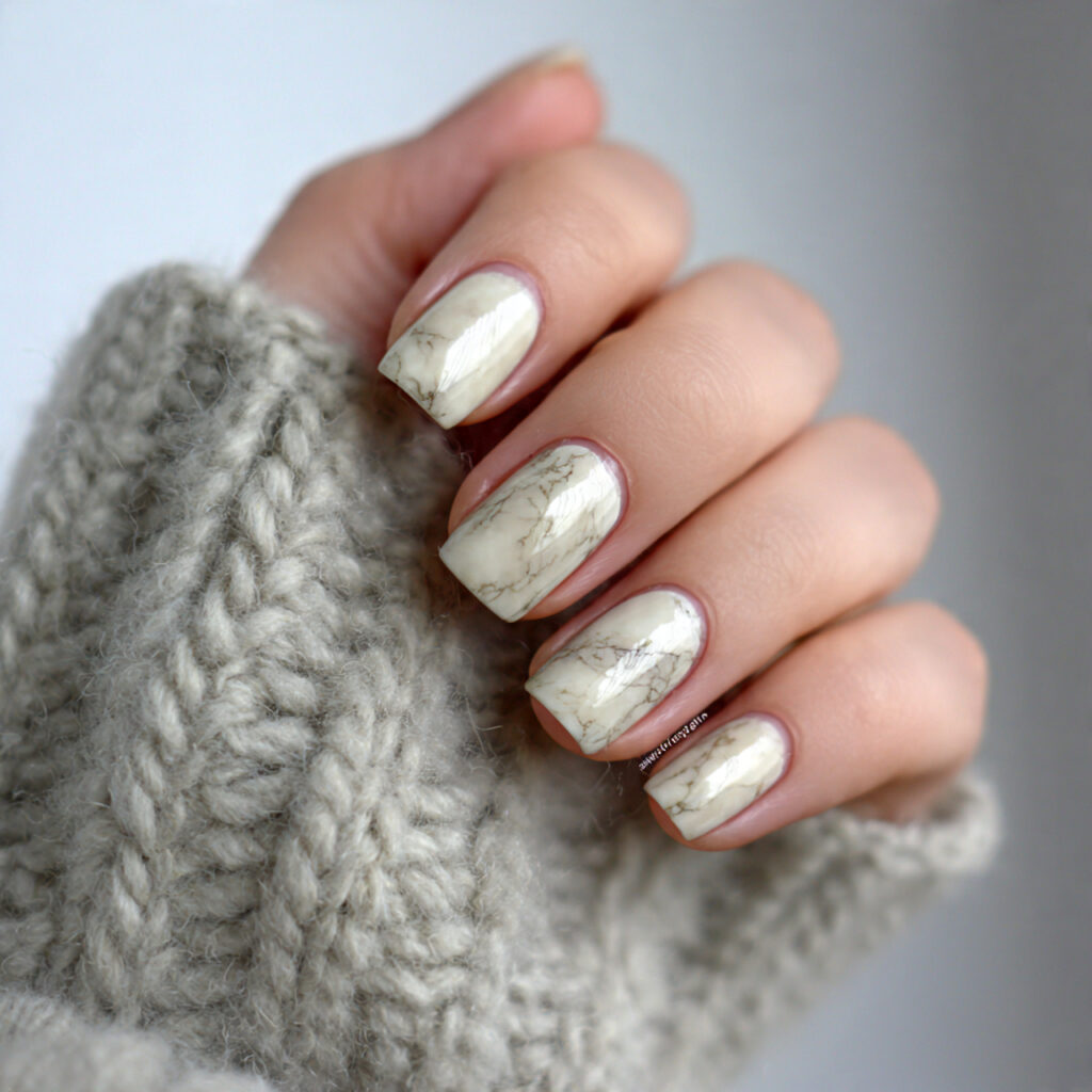 a nail design with a creamy base