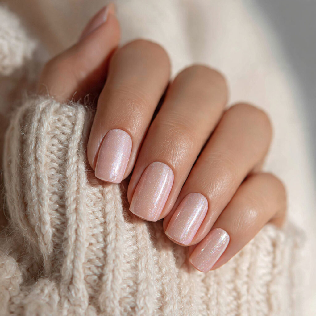 27 Work Friendly January Nails That Look Clean & Elegant 6 a person with sheer glossy nails