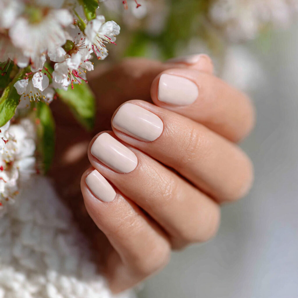 a person with short nails wearing a 1