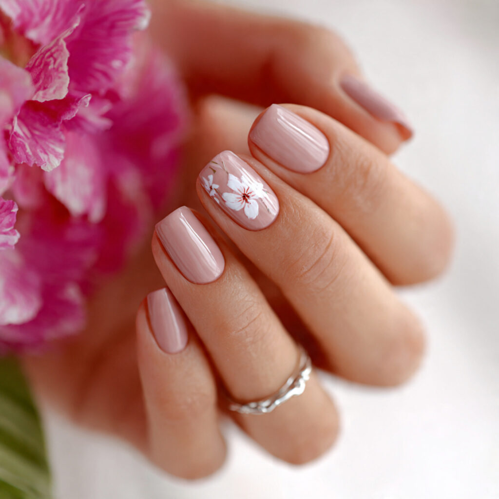 a person with short nails wearing a 5