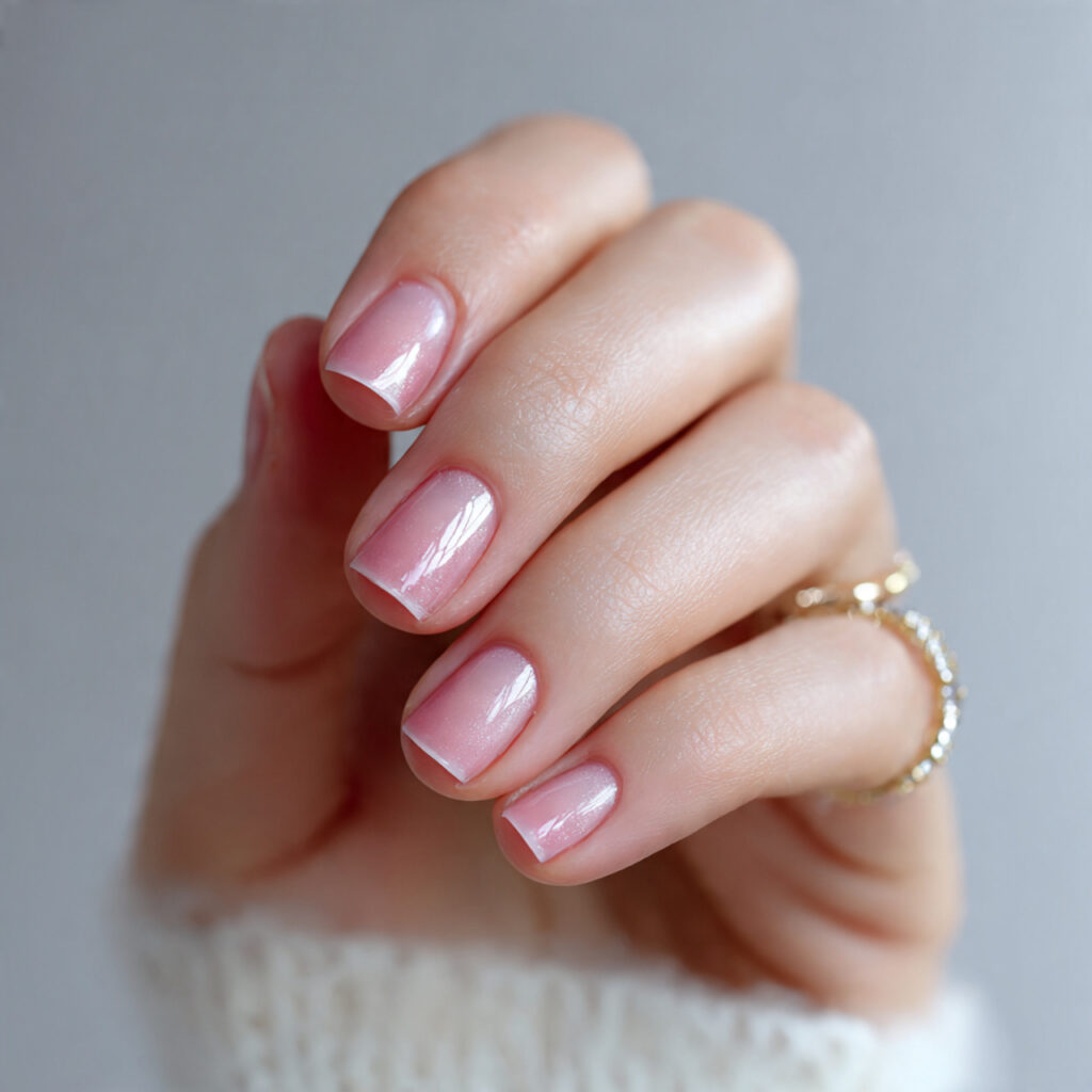 a person with short square nails