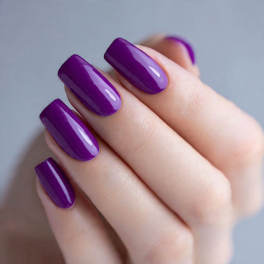 a solid purple finish creates a strong