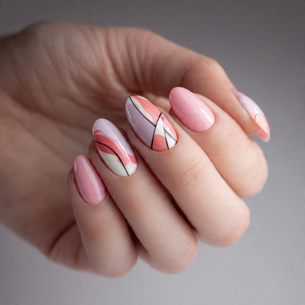 abstract soft shape nails are trending in