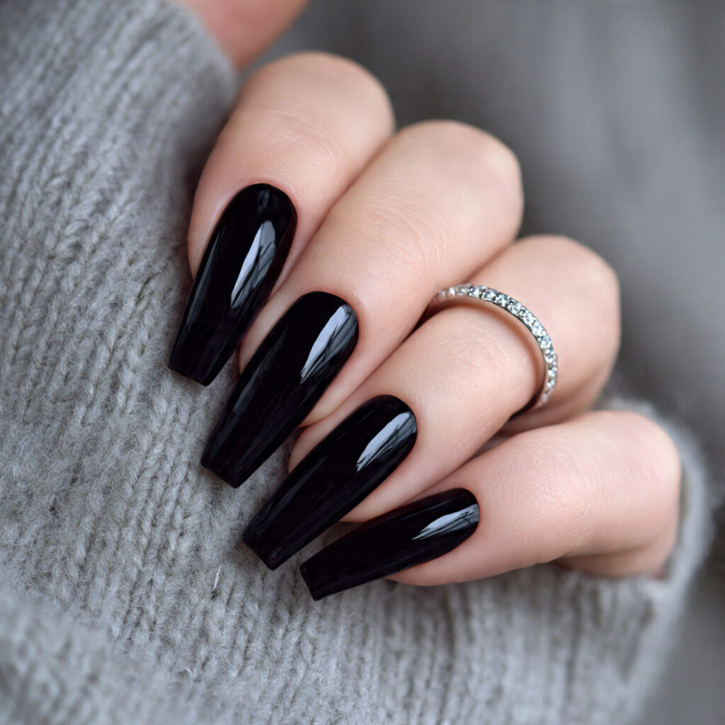 all black coffin nails deliver a bold and