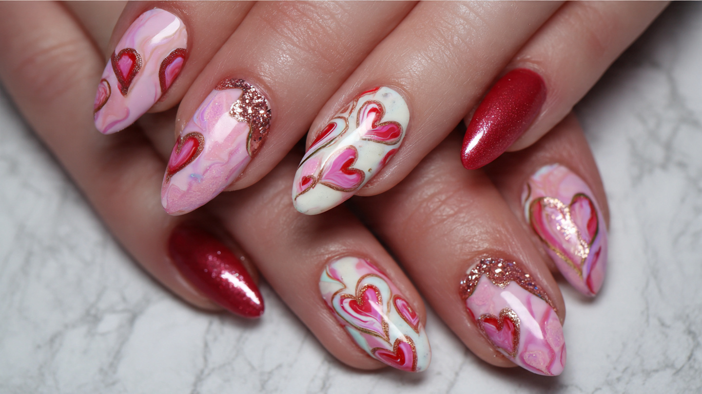 Almond Valentine Nail Designs