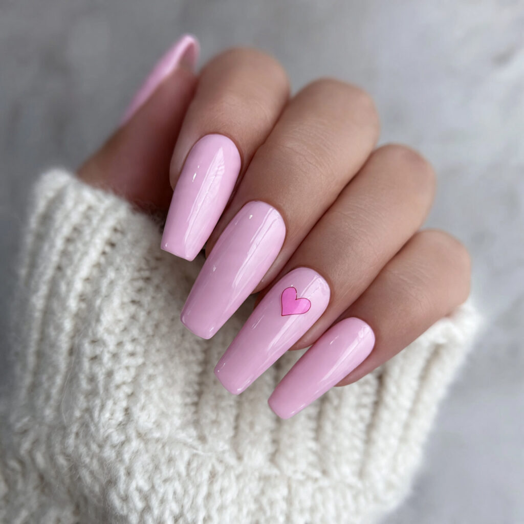 baby pink coffin valentine nails bring a