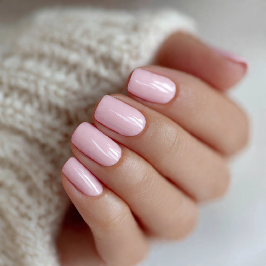 baby pink nails with a clean elegant