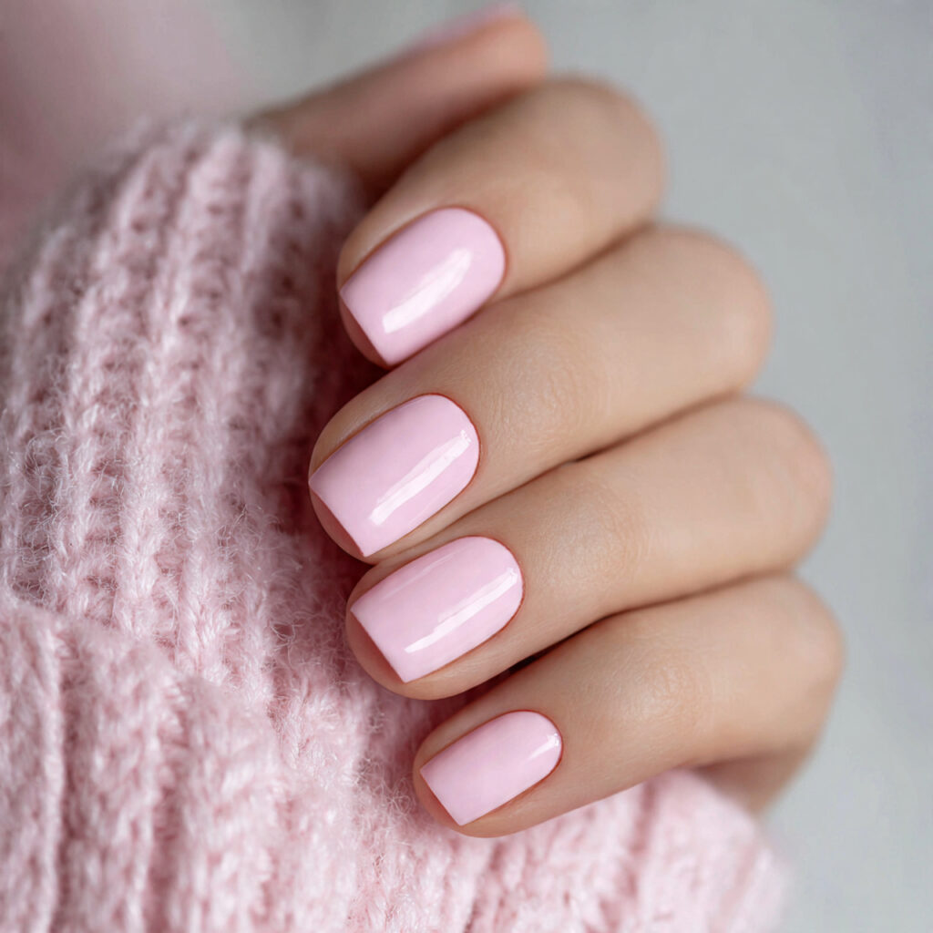 baby pink short nails look cute neat