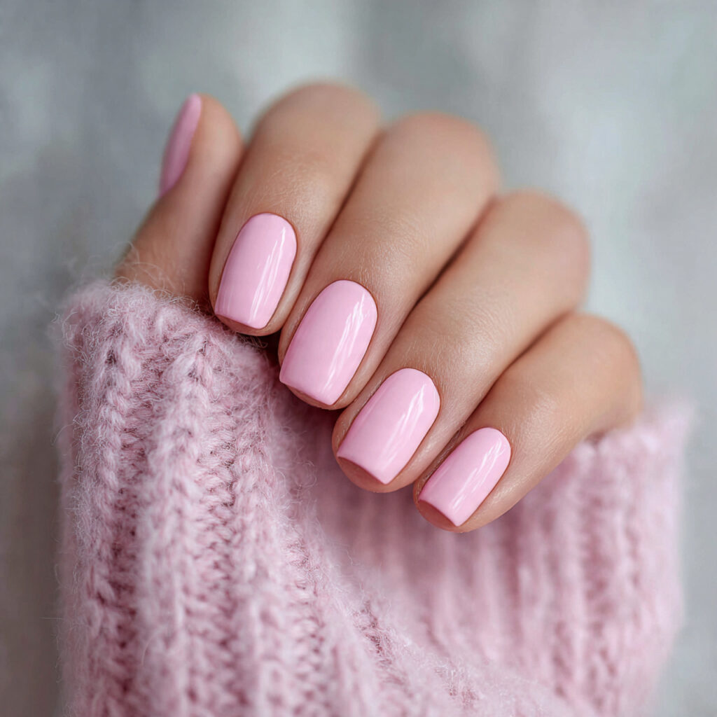 baby pink square nails combine the sweetest