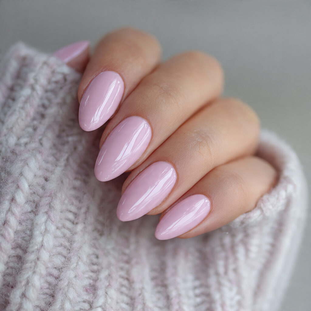 baby pink valentine nails almond pink