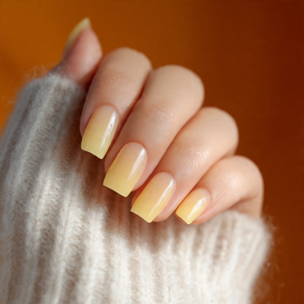 banana yellow jelly nails offer a translucent
