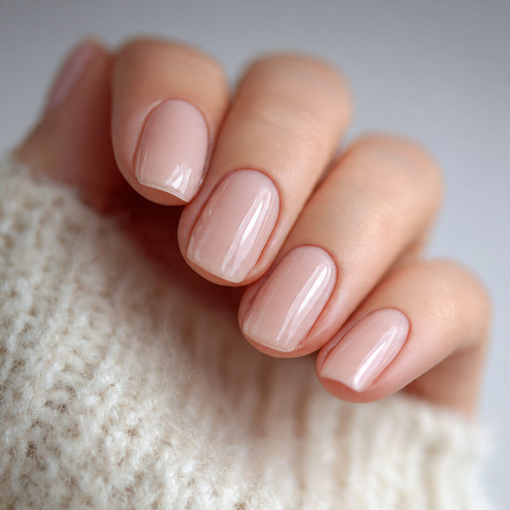 bare nails with a natural buffed shine