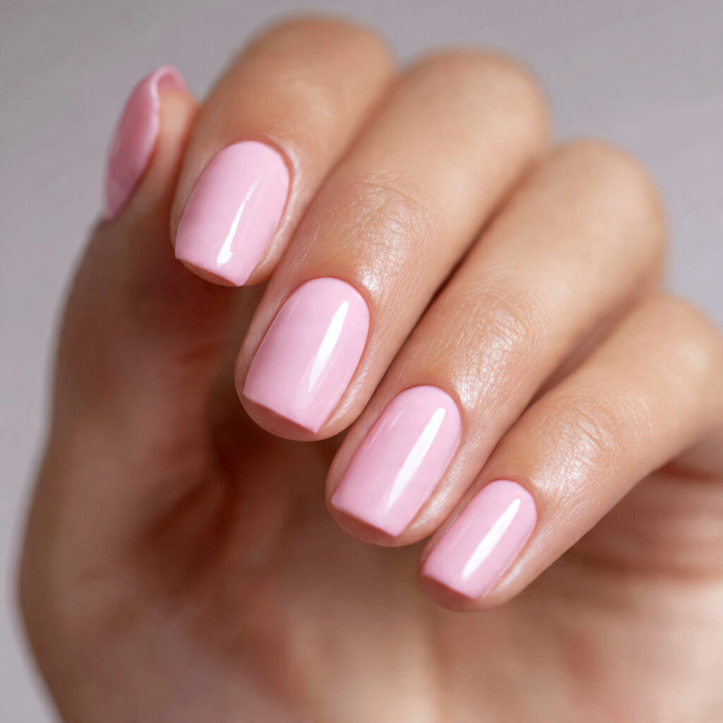 barely there pink polish looks natural and