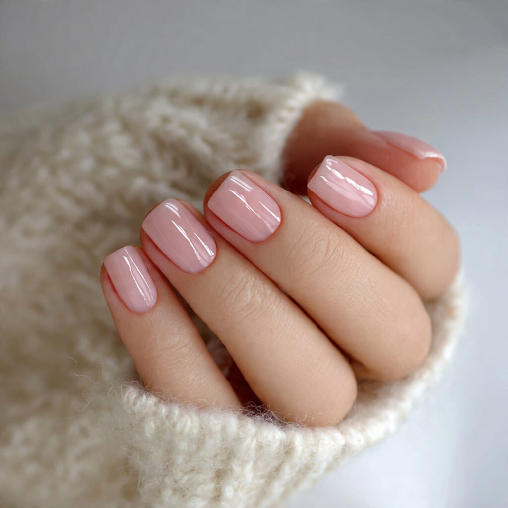 barely there pink short valentine nails focus