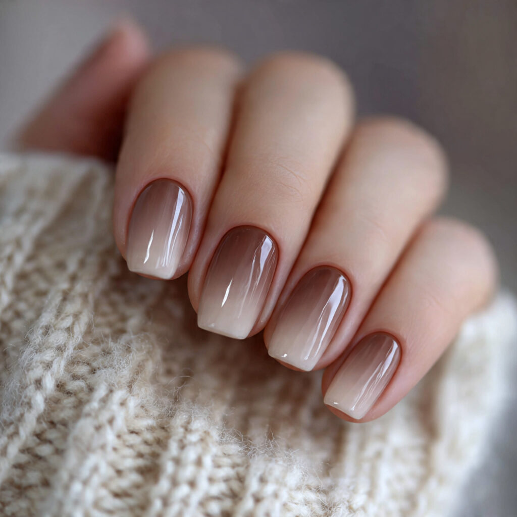 beige ombre january nails create a smooth