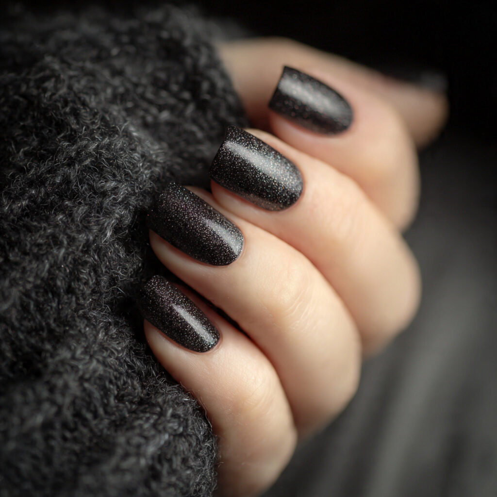 25 Black Nail Ideas That Look Bold, Chic, and Timeless 11 black nails with soft shimmer add depth