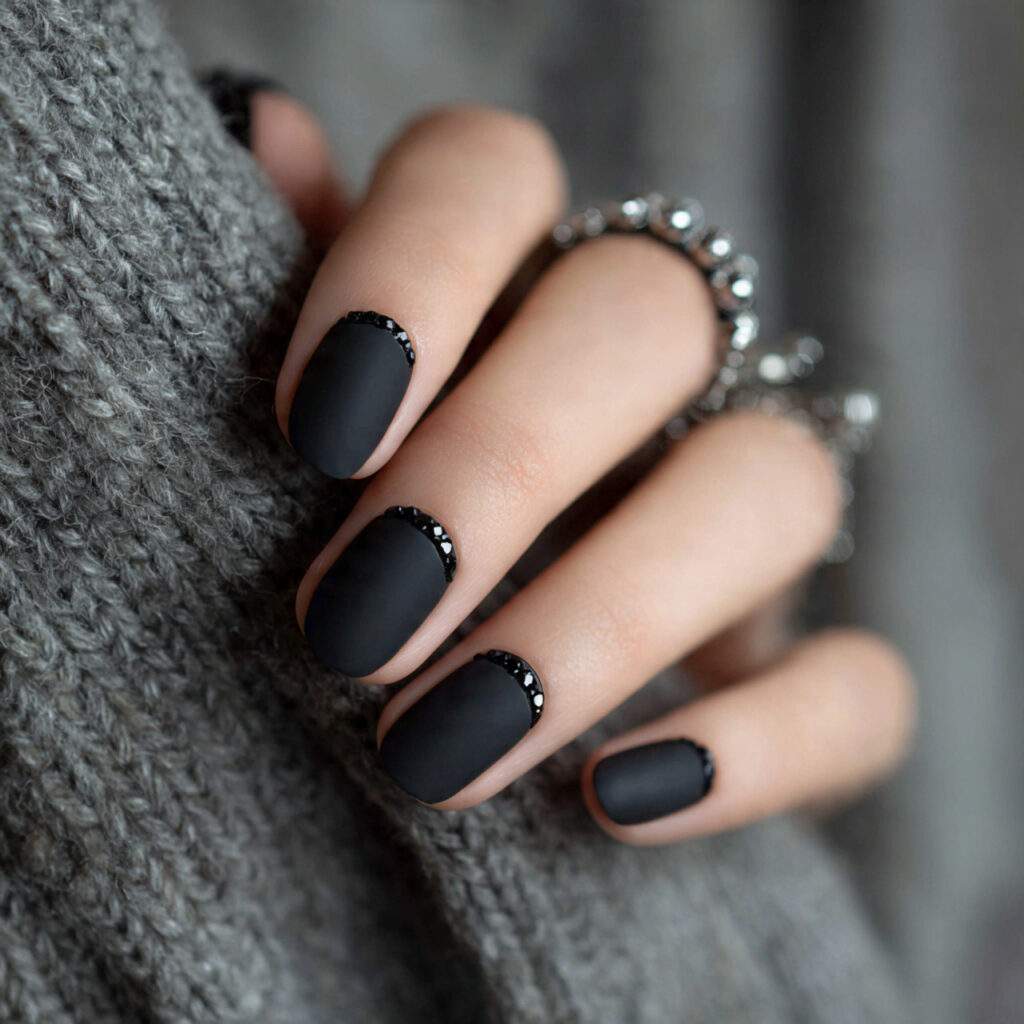25 Black Nail Ideas That Look Bold, Chic, and Timeless 5 black nails with subtle gloss details create