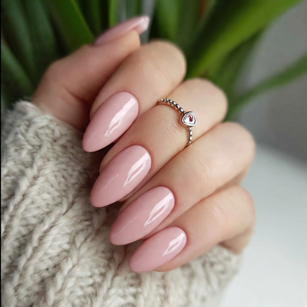 blush almond valentine nails offer a natural