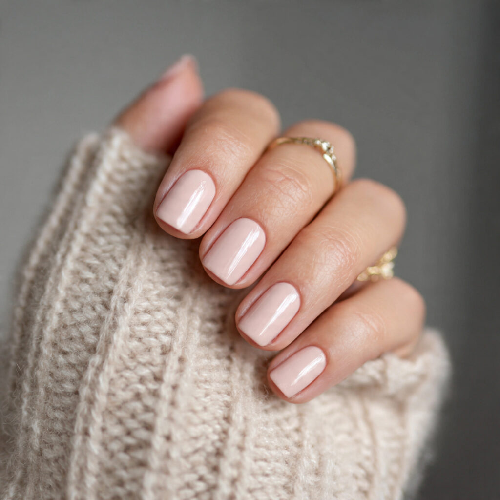 blush neutral nails with minimal designs and