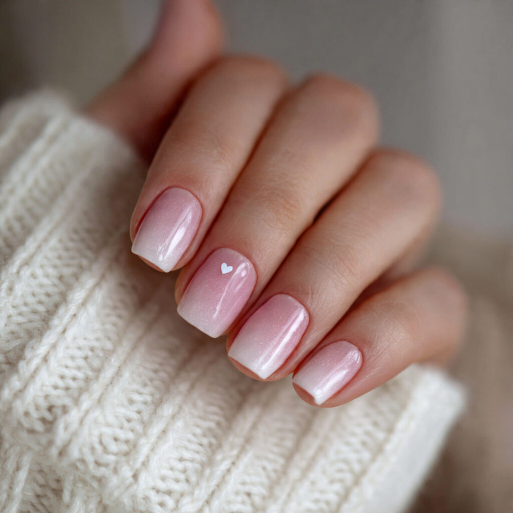 blush ombre short square valentine nails create