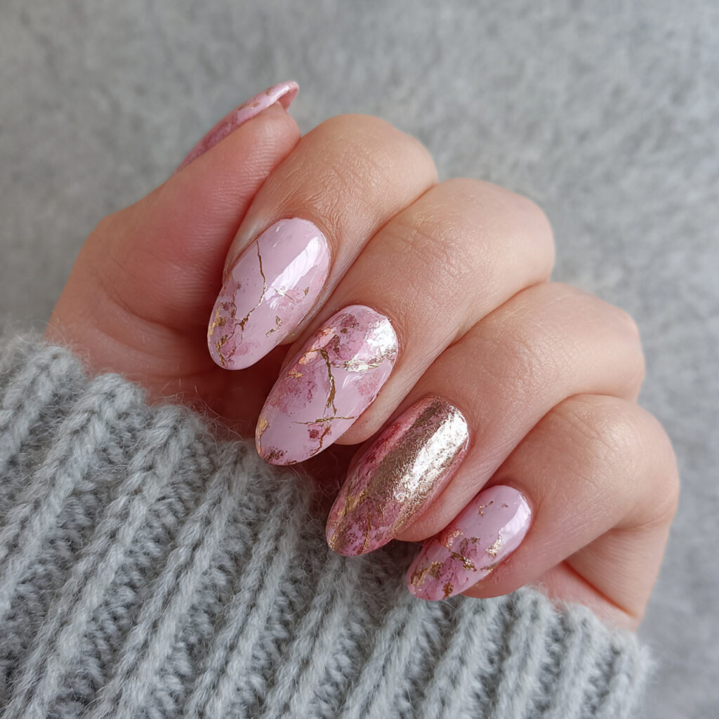 blush pink base with rose gold foil