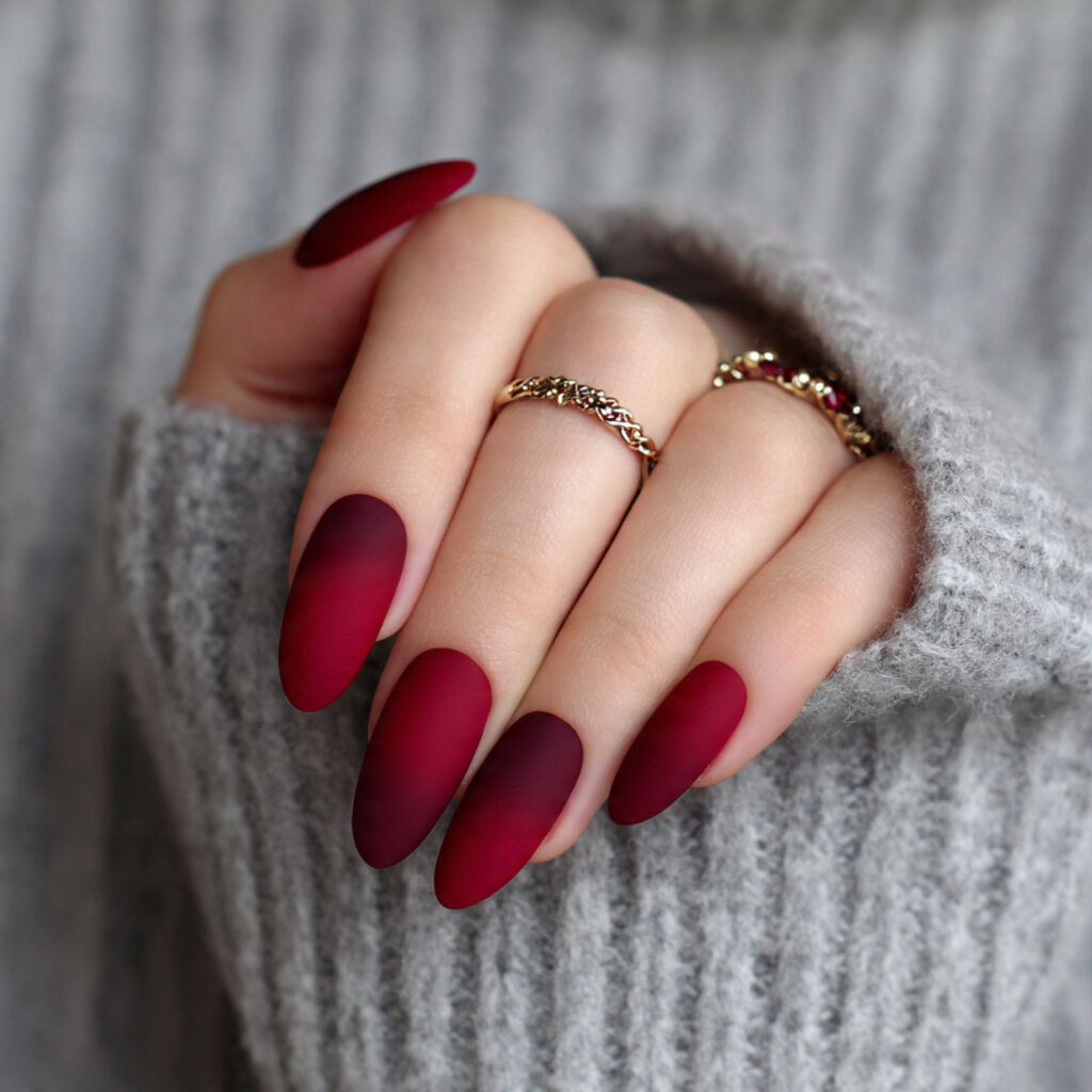 bold valentine nails with deep red and