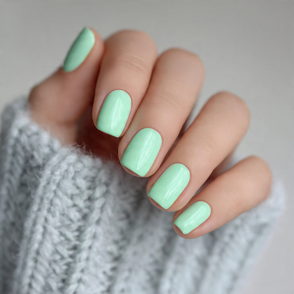 bright mint green nails