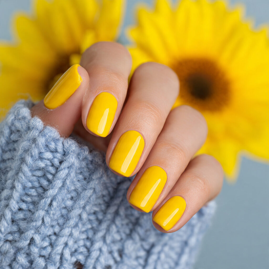 bright sunflower yellow nails deliver vibrant saturated