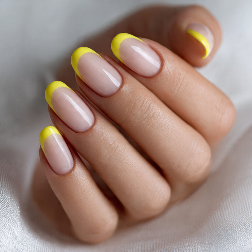 bright yellow french tips modernize the classic
